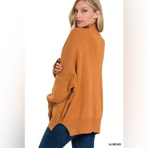 Zenana  Long Sleeve Side Slit Oversized Sweater - Size Small